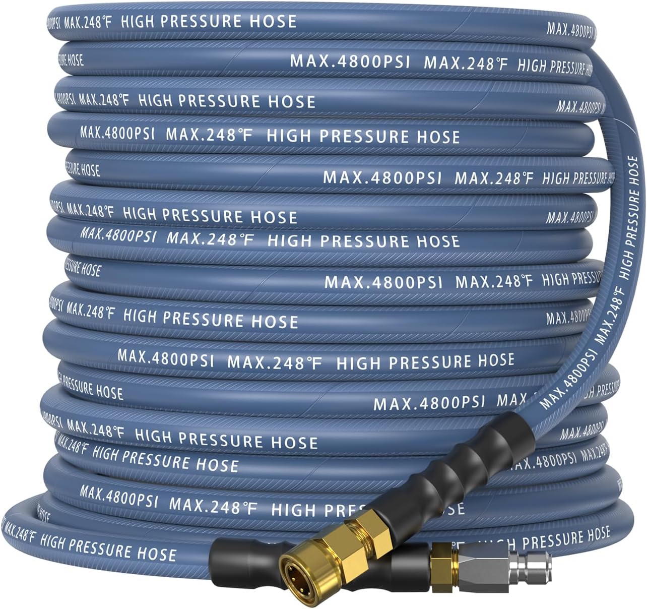 3/8" ID Pressure Washer Hose 50 ft, 4800 PSI Steel-Braided & Durable - Flexible & Kink-Resistant, Power Washer Hose with 3/8" Swivel Quick Connect, Hot/Cold Water Compatible - 50 Foot, Navy