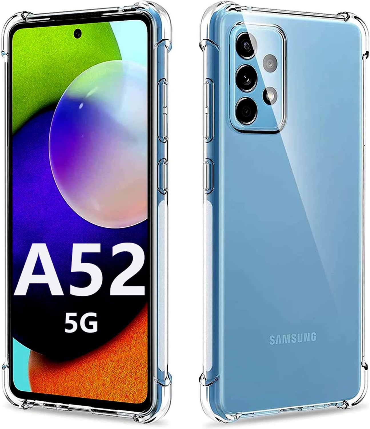 Case for Samsung Galaxy A52/ Samsung A52s Clear TPU Four Corners Protective Cover Transparent Soft funda