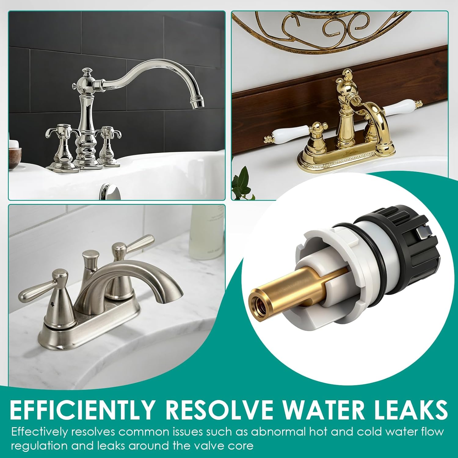 4-Pack RP25513 Faucet Stem Replacement with Delta Two Handle Faucet and RP24096 Faucet Cartridge Repair Kit, with RP24097 1/4 Turn Stop, RP4993 Seat and Spring (4)