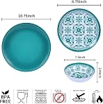 Webbylee Melamine Dinnerware Set, 12-Piece Assiette et bol, Service de vaisselle incassable pour 4-Lavage-vaisselle, Plats légers et sûrs, Linge de repas vert pour usage intérieur/extérieur, Cadeau