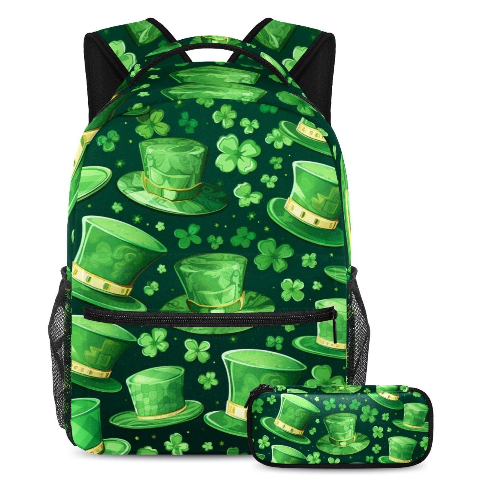 Ensemble sac à dos avec chapeau vert et trousse à crayons assortie - 7