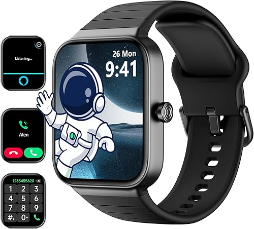 Quican Reloj inteligente para hombres y mujeres con Alexa, 7 días de duración de la batería IP68 impermeable Bluetooth Llamadas Reloj de fitness