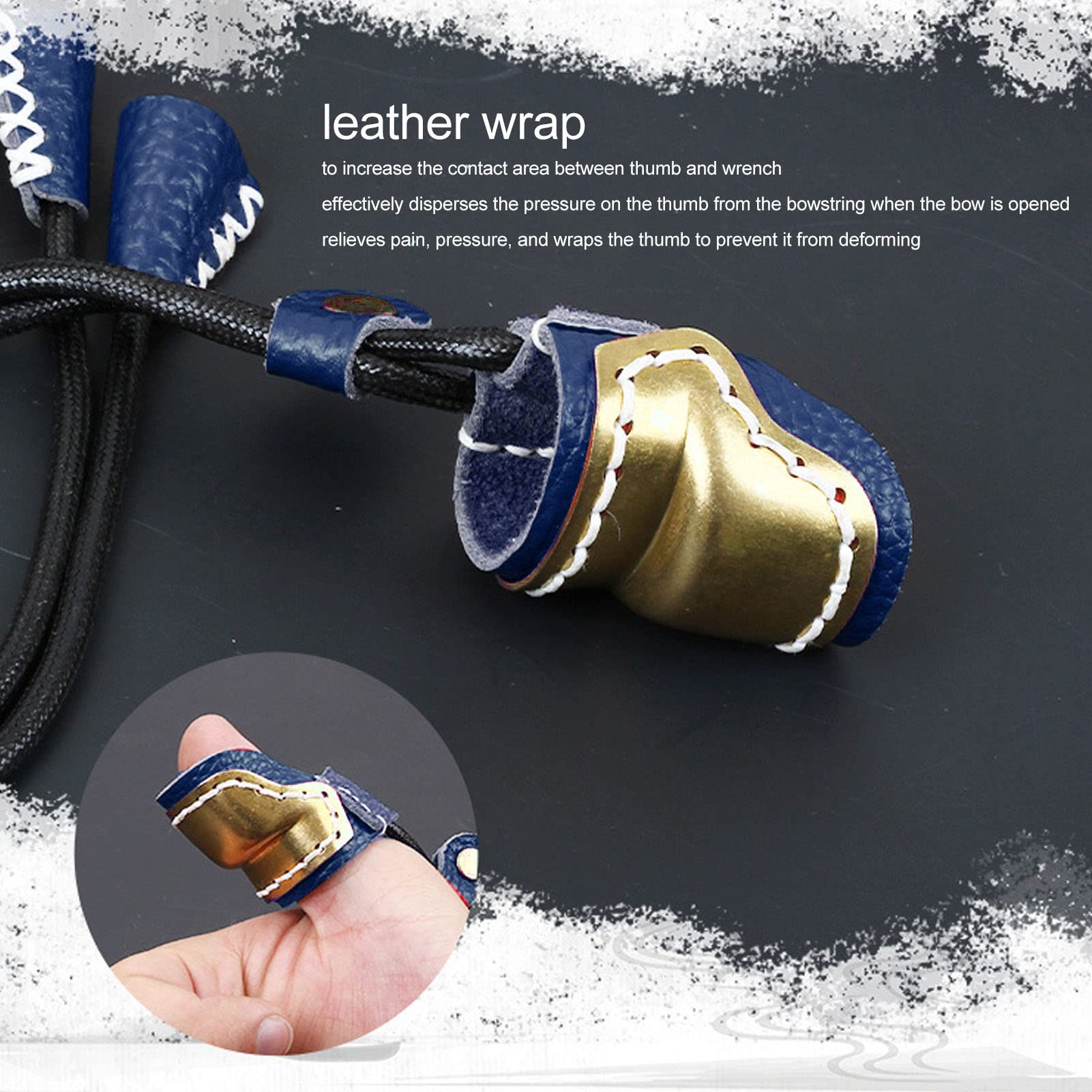 Anneau de pouce en cuir pour tir à l'arc, protection des doigts pour tir à l'arc, chasse, tir à l'arc traditionnel mongol (bleu