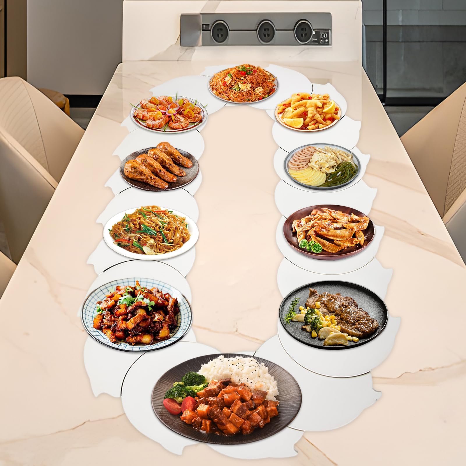 360° Manual Swivel Dining Table Lazy Susan Train, Rotating