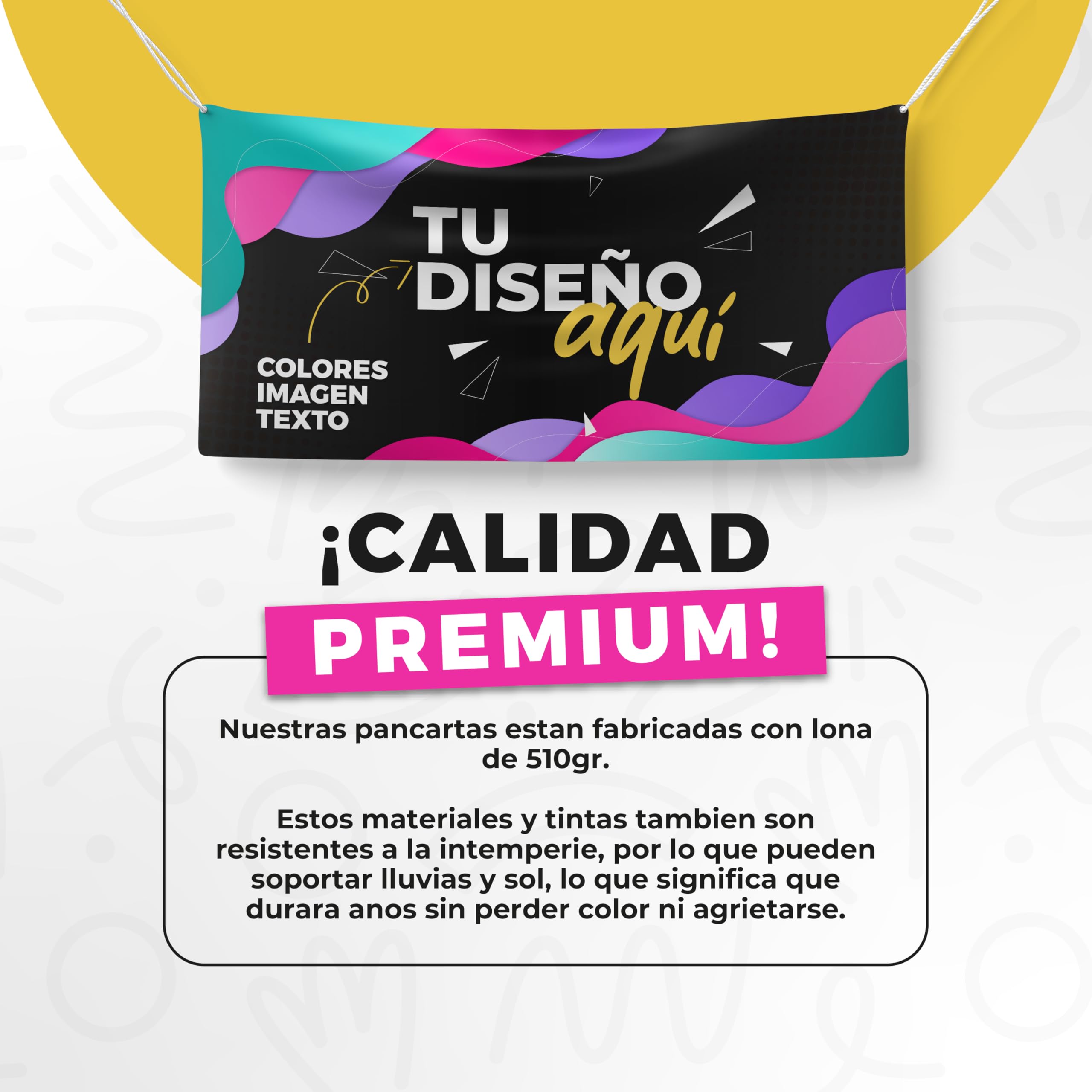 Pancarta Personalizada con Foto, Logo y Textos | Carteles Personalizados en Lona para Fiesta Cumpleaños, Graduacion, Feliz Navidad, Boda | Banner Personalizado en 20 Medidas (100x70cm)