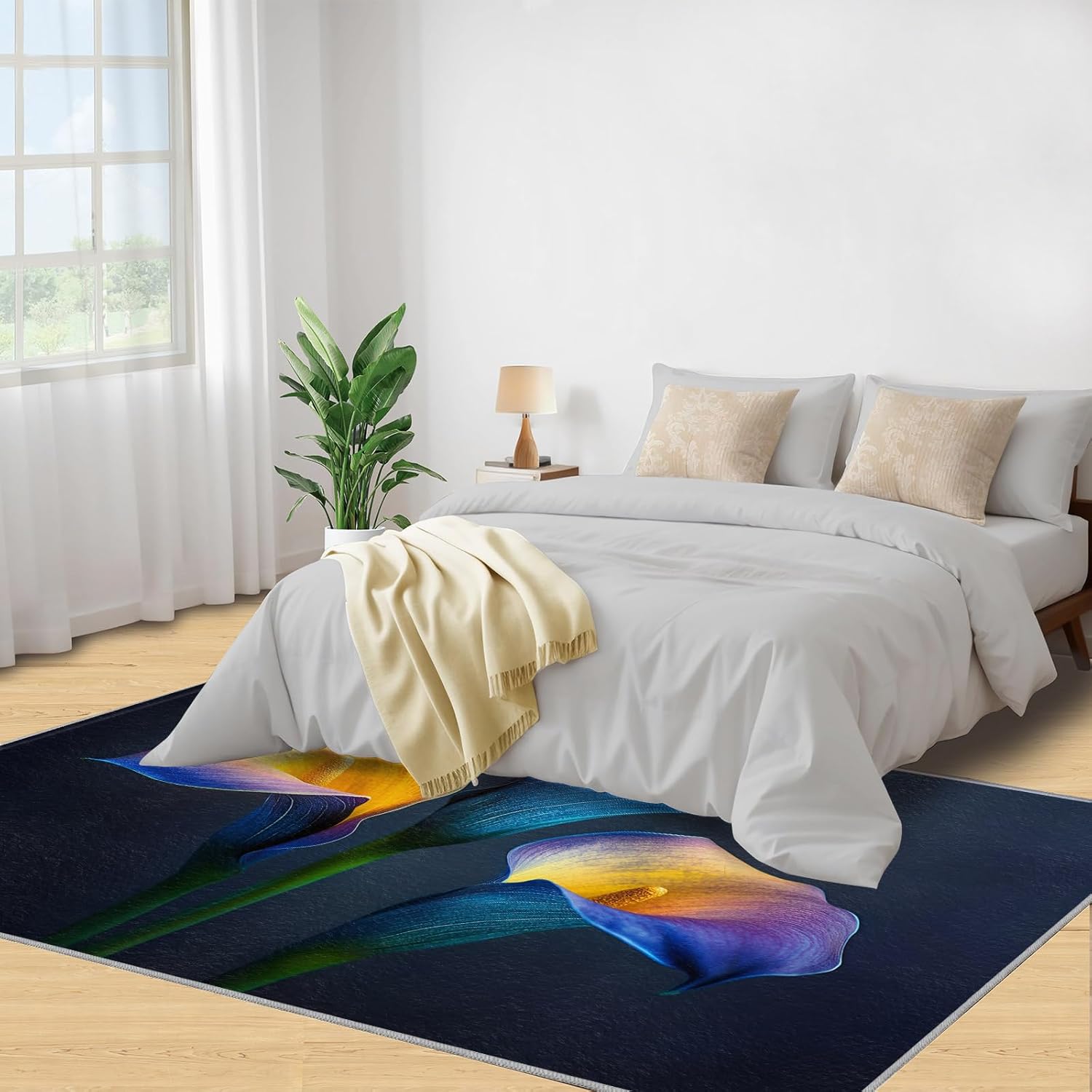 Calla Lily Rug 2x3 - Still Life Florals Doormat Outdoor Entrance, Flowers Laundry Room Carpet Non Slip Accent Throw Rugs for Bathroom Kitchen Sink Front Door