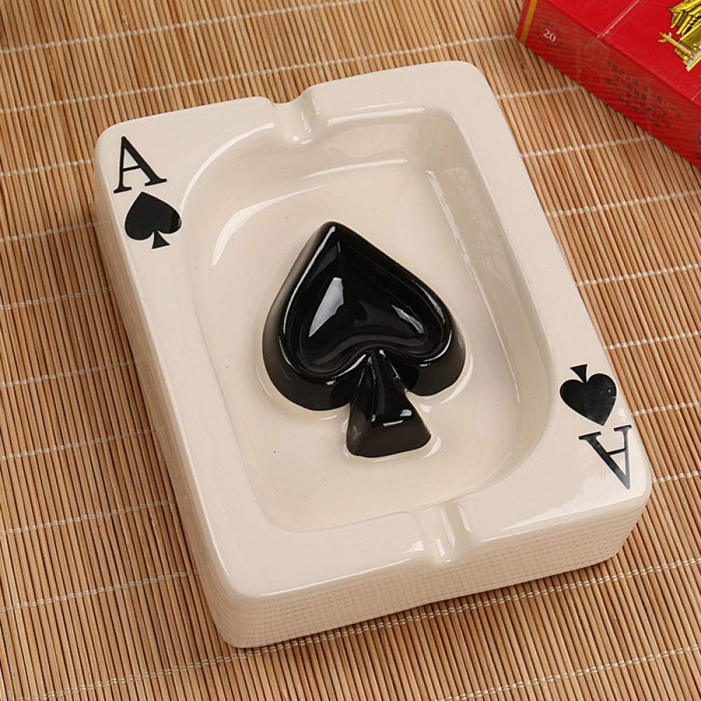 YeSBTx Soporte de Cenizas Tallas de Cigarrillo Cadro de Cigarrillos Lindos Ceniceros Poker Cerámico Sala de Estar Boutique Ashtray/Espadas un