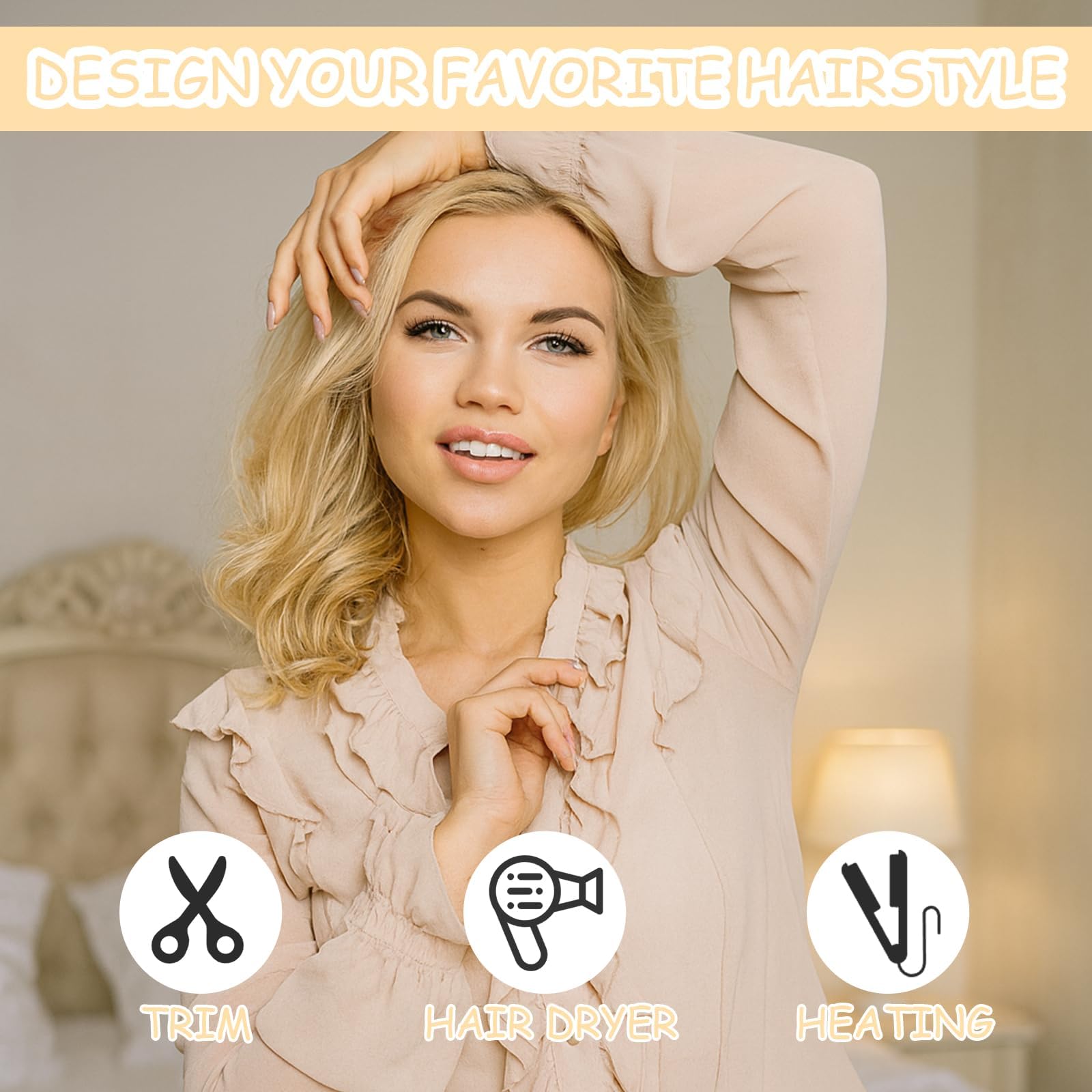 Blonde Curly Wig, Short Blonde Bob Wig for Women Natural Look Synthetic Hair, Perfect for Cosplay Halloween, Theme Parties - Image 4