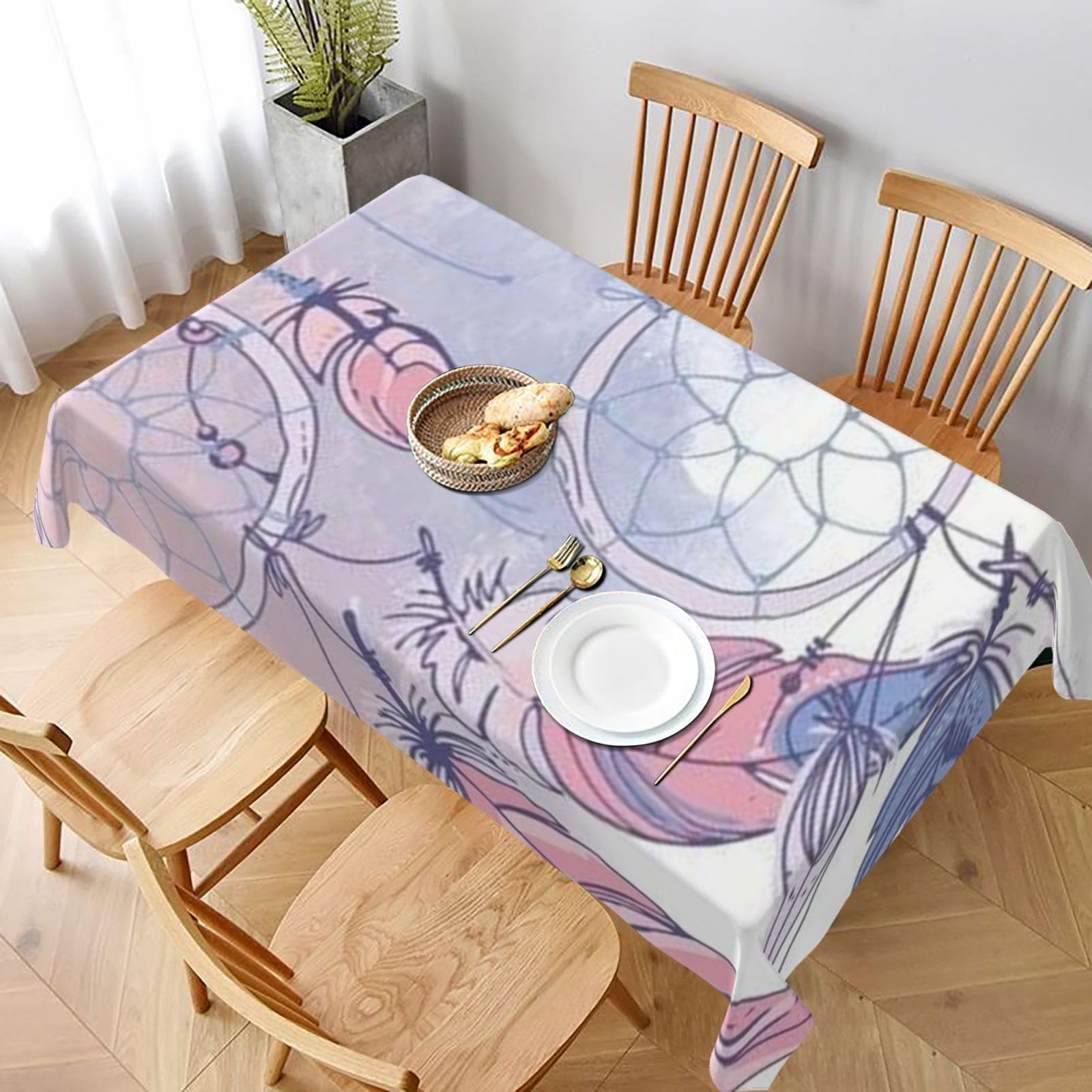 BNVSADC Native American Dream Catcher Printed Rectangle Tablecloth 228x152 CM, Water Resistant Polyester Table Cloth Decorative Fabric Table Covers for Kitchen Dining Table Parties Camping