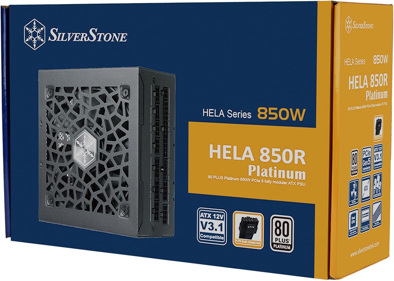SilverStone Technology HELA 850R Platinum 80 Plus Platinum 850W ATX 3.1 Power Supply, SST-HA850R-PMA