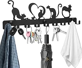 Key Hanger Wall, Key Hanger Wall, Key Holder, Wall Key Holder with 9 Hooks, Key Hanger for Wall Organizer Keys for Hallway Entryway Kitchen (Cute Cat)