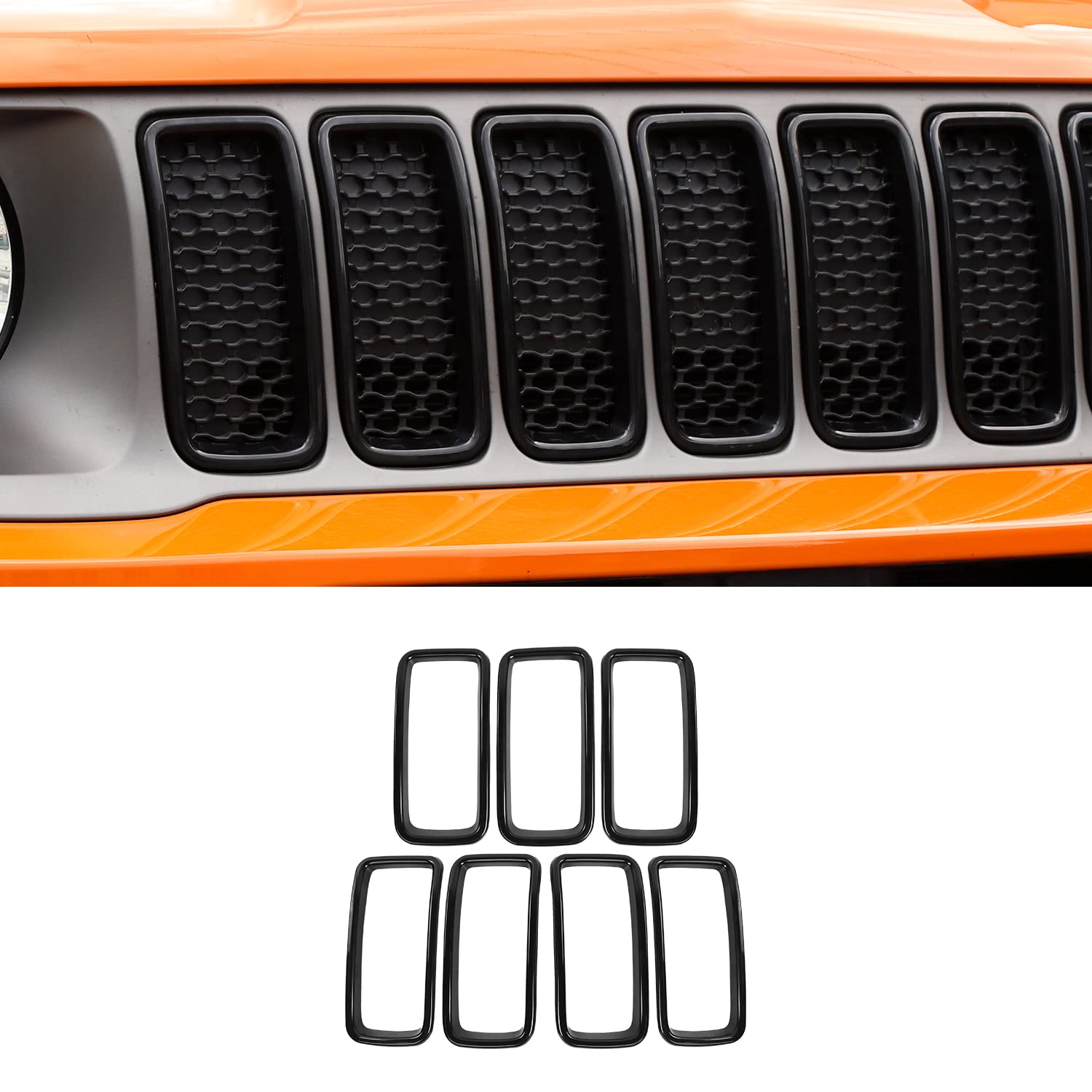 CheroCar for Renegade Grill Inserts,Front Grille Guard Cover Trim Fit for Jeep Renegade 2019-2025+