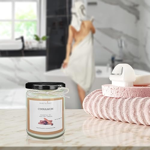 Miniatura 5 de Vela de aceite esencial de canela aromaterapia para el hogar tarro de vidrio de 9 onzas con tapa velas de soja totalmente naturales mecha de algodón