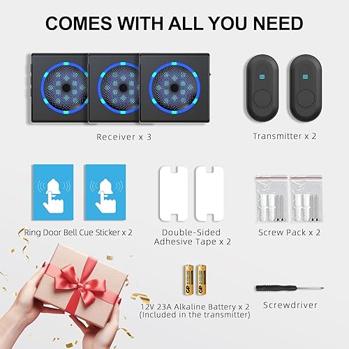 Miniatura 9 de CallToU Timbre para personas con discapacidad auditiva con luz estroboscópica y 55 melodías, timbre de puerta inalámbrico de largo alcance de 1000