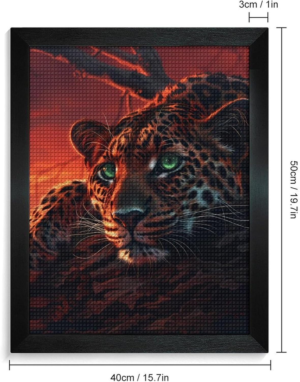 Beautiful Leopards with Green Eyes Diamond 5D Painting Kits with Frame DIY Full Round Drill Gem Art Crafts for Home Wall Decor 16 X 20in Blackwood 40 * 50cm
