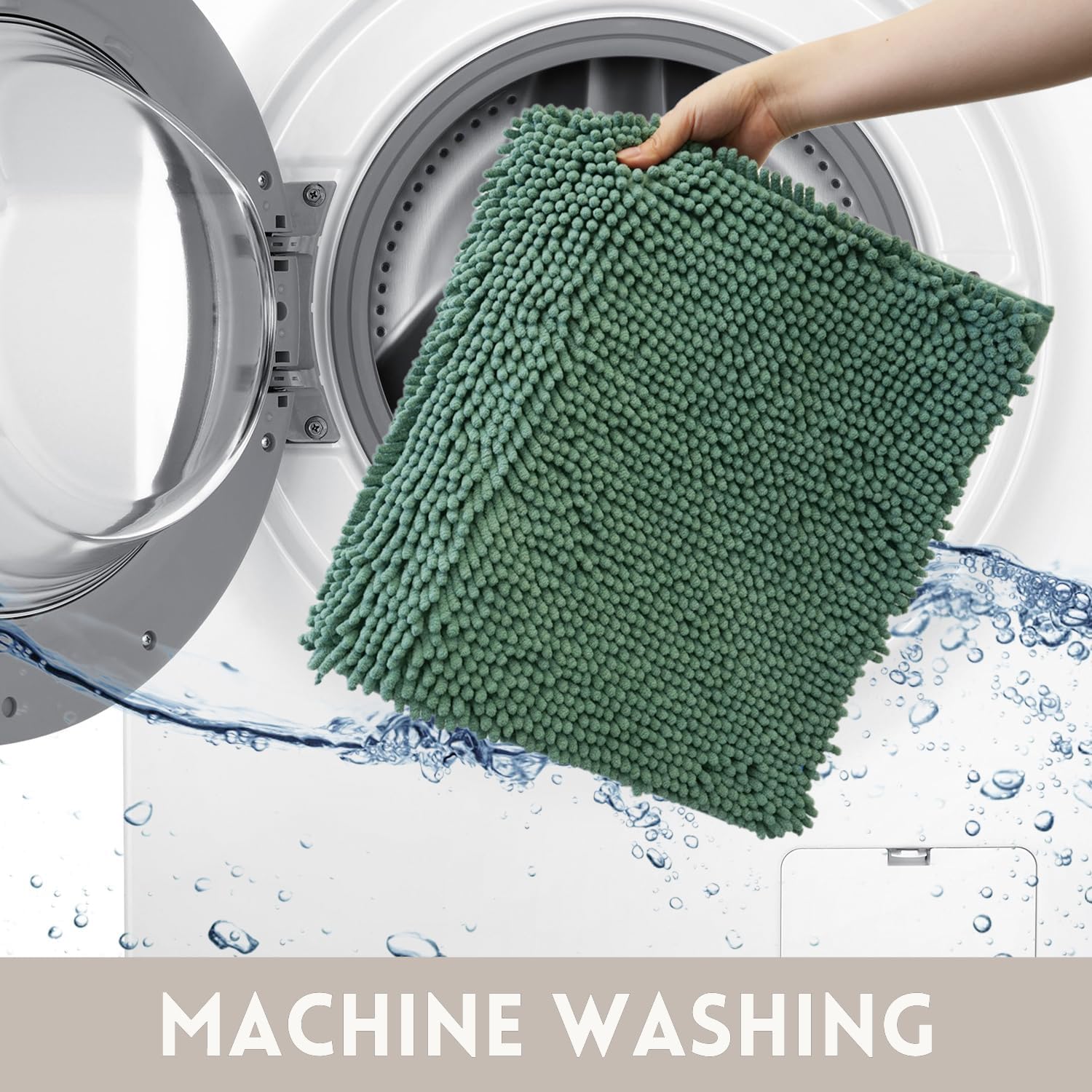 Bathroom Rugs Sets 3 Piece Non Slip,Bath Rugs with PVC Backing Bath Carpet,Bathroom Rug Washable,Absorbent,Plush Carpet Mats,Bath Mats for Bedroom, Kitchen,Tub,Home Decor Dark Green