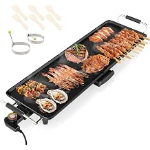 COSTWAY 27&rdquo; Electric Griddle, Extra Large Teppanyaki Grill with Adjustable Temperature, Nonstick Surface, Insulated Handles &amp; Drip Tray, Indoor Outdoor Tabletop BBQ Grill for Party, Camping &amp; RV (27&rdquo;)