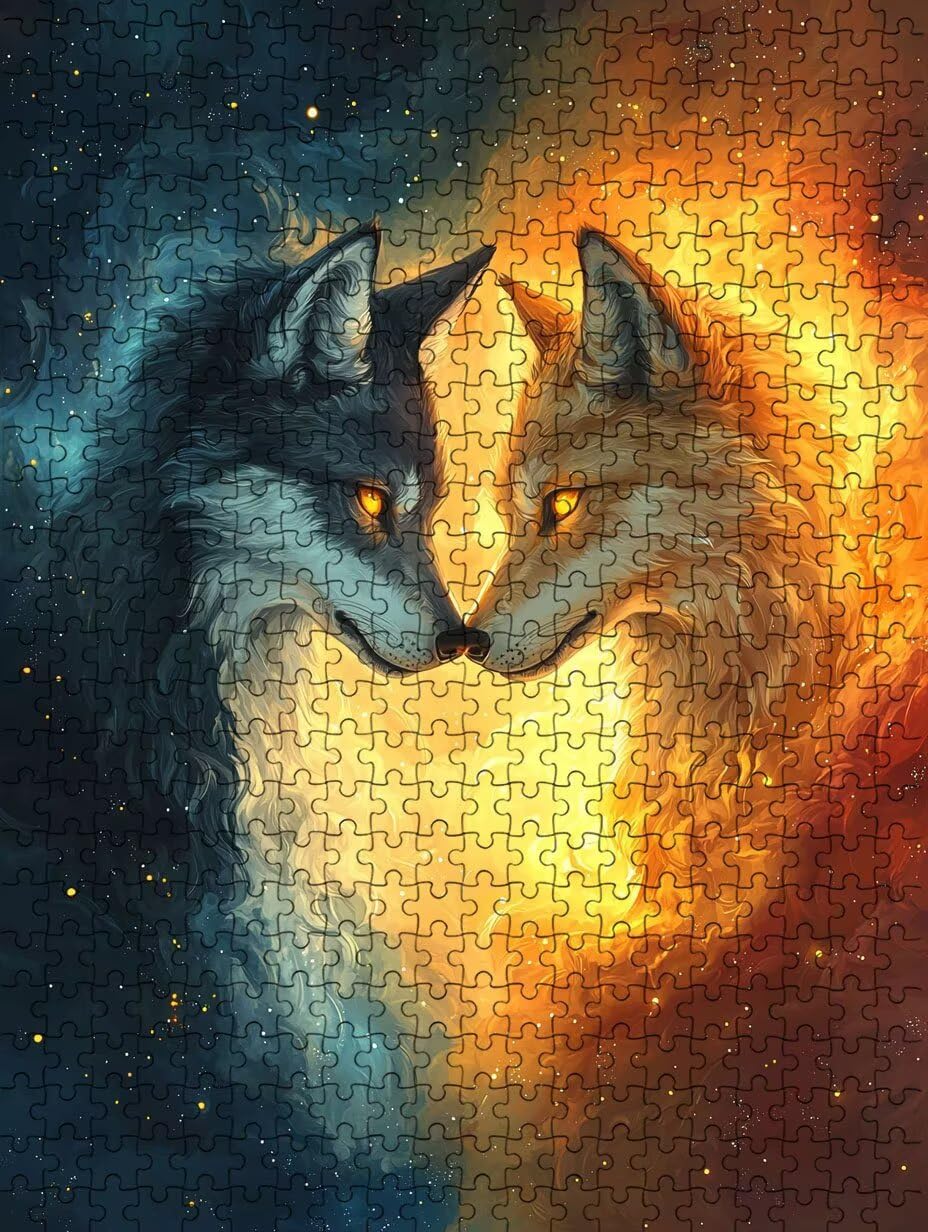 Puzzle 2000 Pezzi, Gemelli Lupo 3D Puzzle per Adulti Impegnativo, Educa Puzzles Artistico, Divertente E Stimolante Puzzles Decorativo per La Famiglia, Regalo e Decorazione Pareti DX0YL6-852
