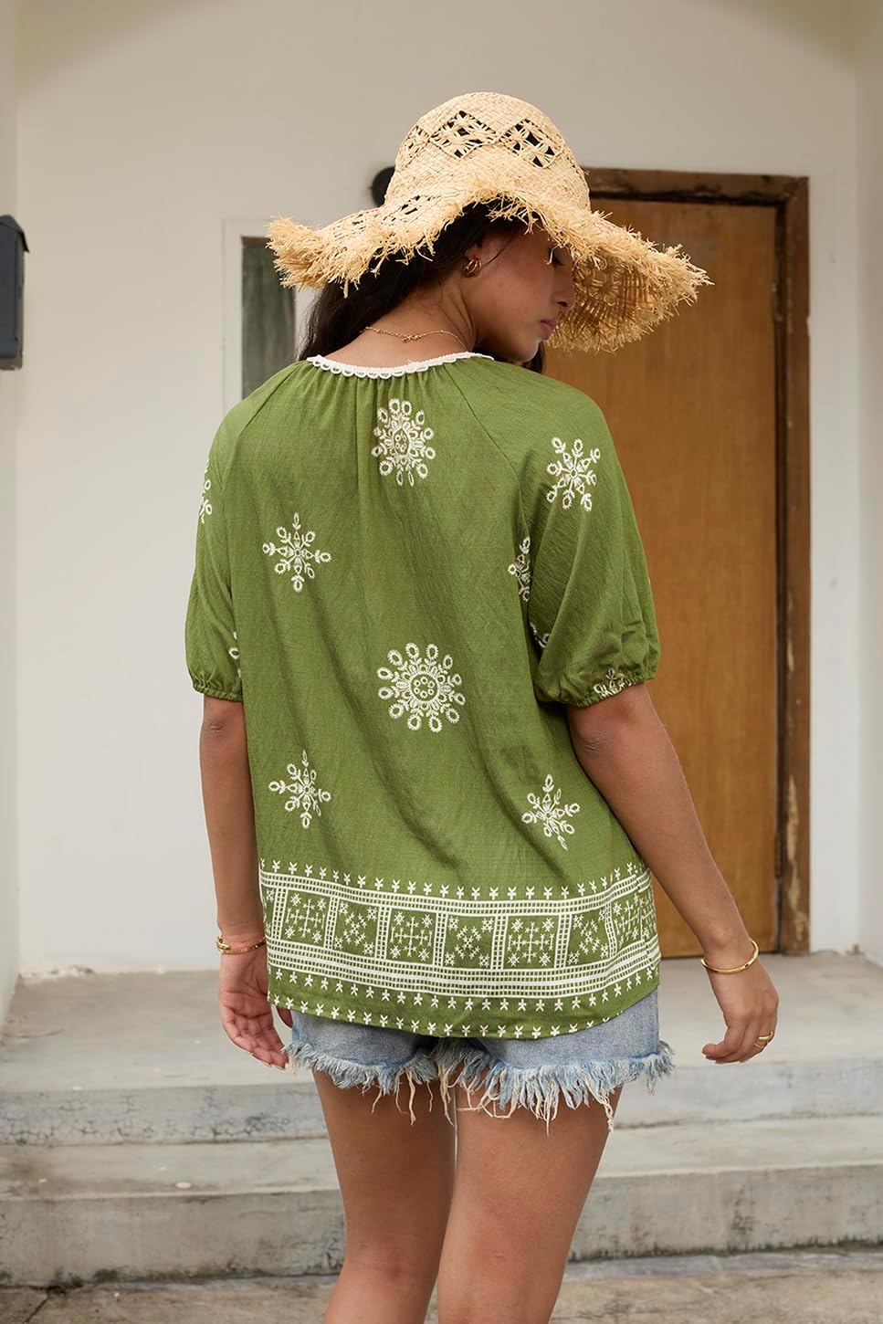 Summer Womens Spring Tops for Women Casual V Neck Half Short Sleeve Boho Blouses Shirts Flowy Vacation Clothes - Image 2