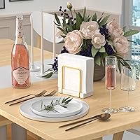 Vista 2 de Servilletero para Mesa, Dispensador de Servilletas de Bambú y Hierro en Pie para Mesa de Comedor, Estilo Granja, Cóctel, Picnic, Soportes Rústicos