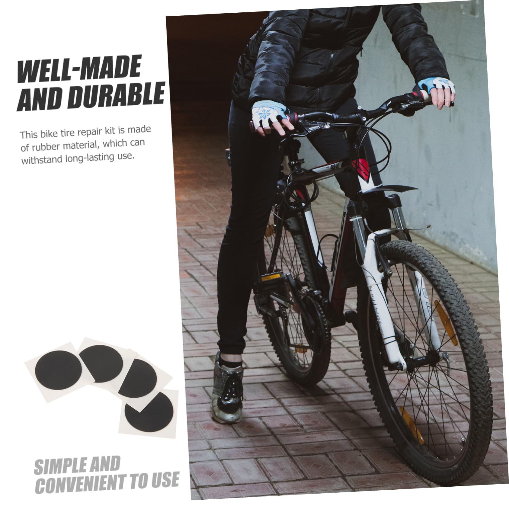 Holibanna 10pcs Heavy Duty Bike Tire Patch Kit Quick Repair for All Bicycle Types Durable Rubber Patches Emergency Tool Supply for Long Distance Riding Easy to Store and Carry