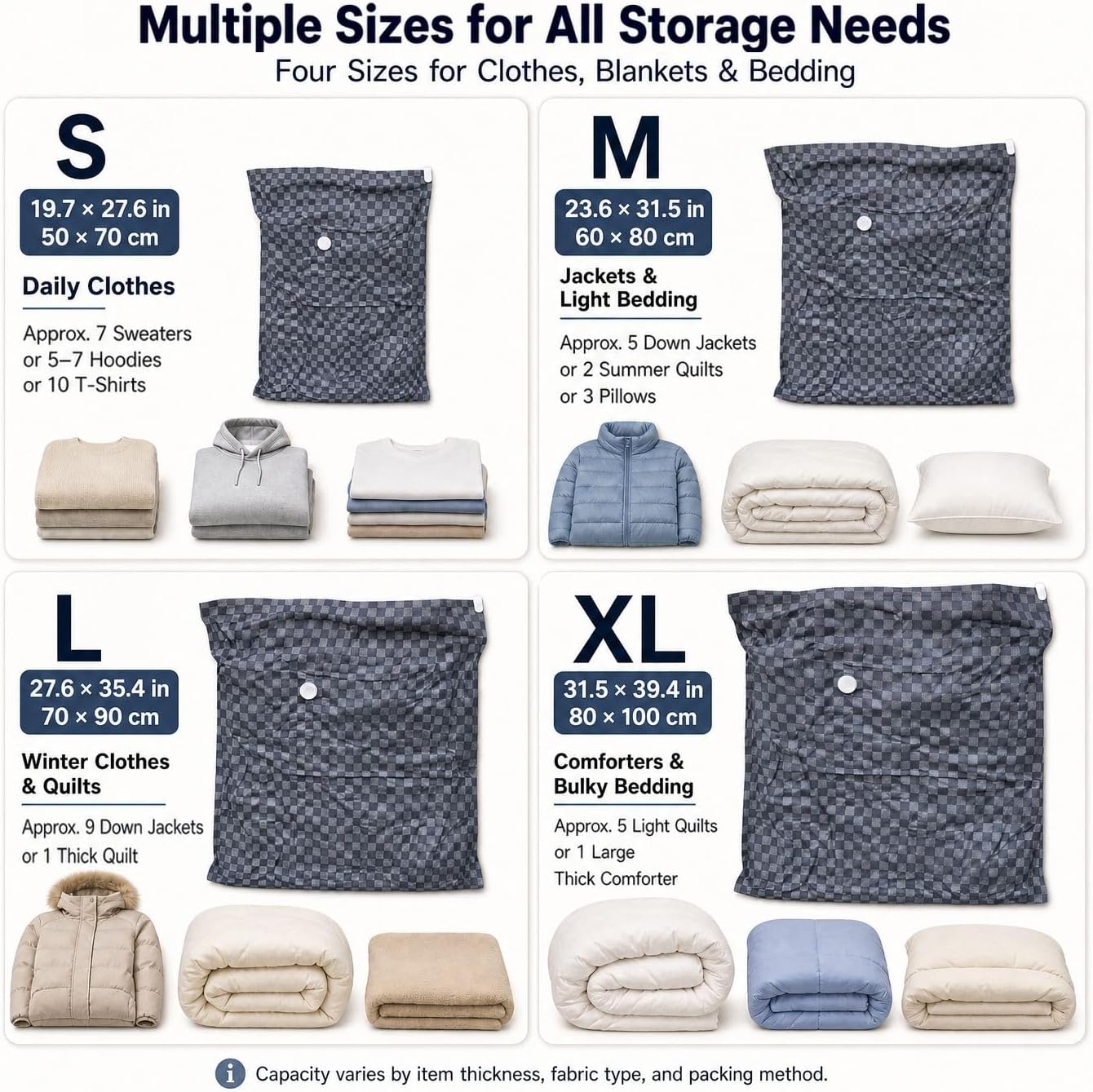 Oxford Fabric Vacuum Storage Bags for Bedding, 4 Pack, No Pump photo 5
