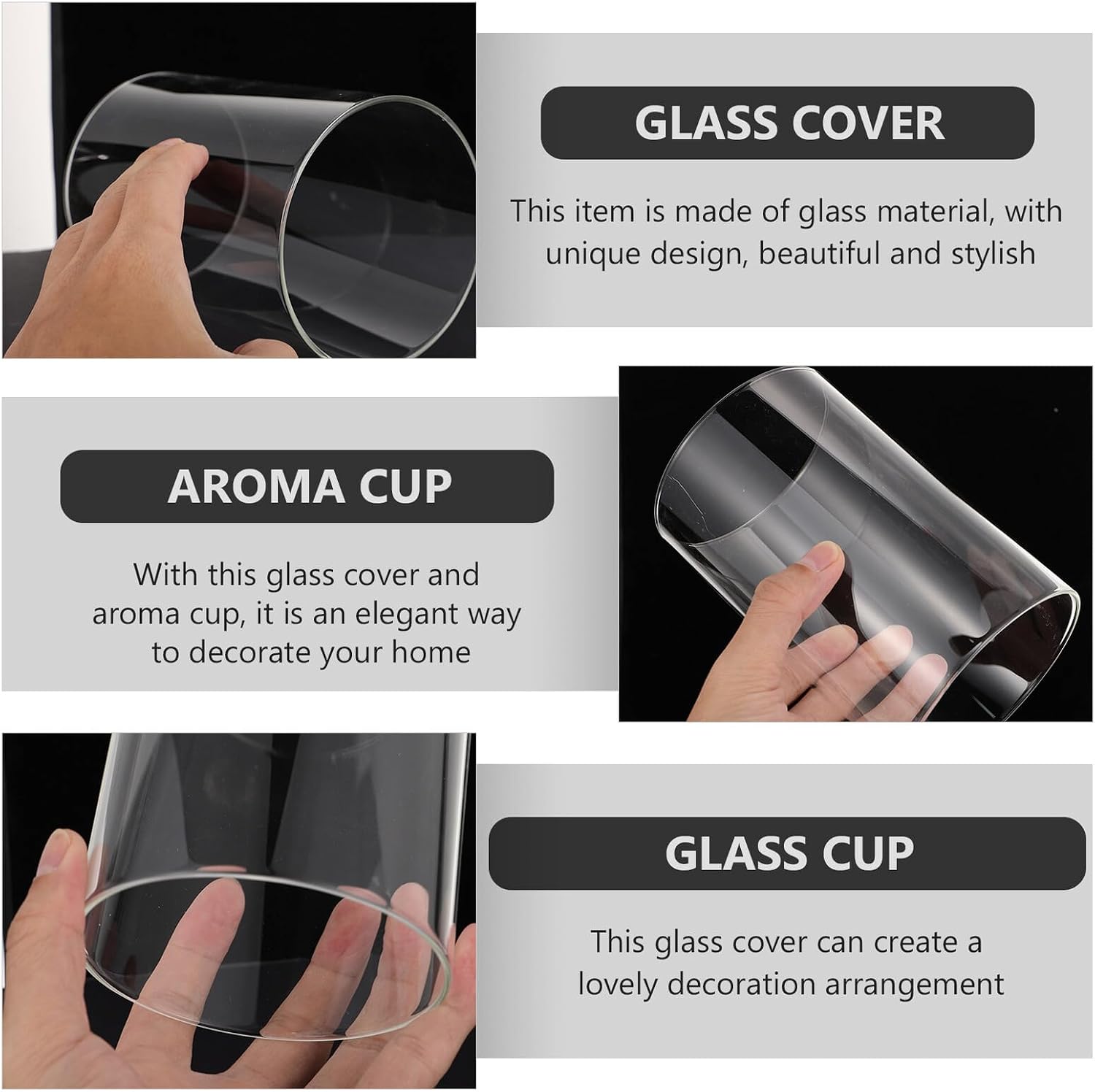 LED Candle Glass Shade Cover 10X18Cm Electroplated Double-Tube Glass Lamp Open Bottom for Home Decor Aromatherapy and Room Accent