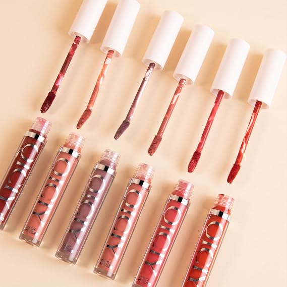 ADMD 6-Piece Velvet Matte Lip Gloss Set - Weightless Long-Lasting Liquid Lipstick, Smudge-Proof & High-Pigment Colors