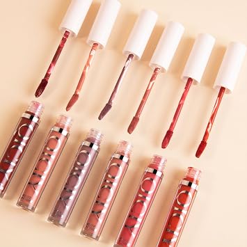 ADMD 6-Piece Velvet Matte Lip Gloss Set - Weightless Long-Lasting Liquid Lipstick, Smudge-Proof & High-Pigment Colors