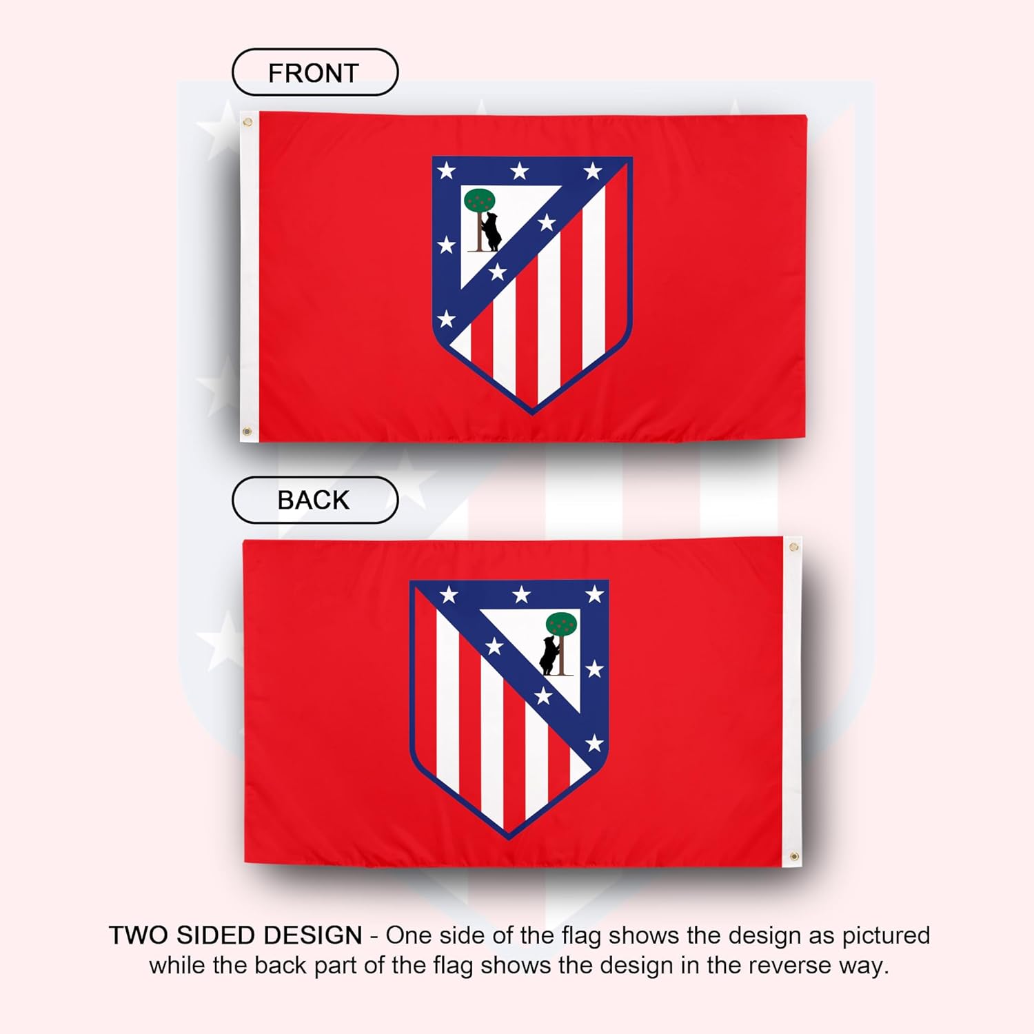 Desert Cactus Atletico Madrid Flag - 3 x 5 Feet Atleti Los Colchoneros Football Soccer Banner, Indoor/Outdoor Durable Fabric, 100% Polyester Design(A)