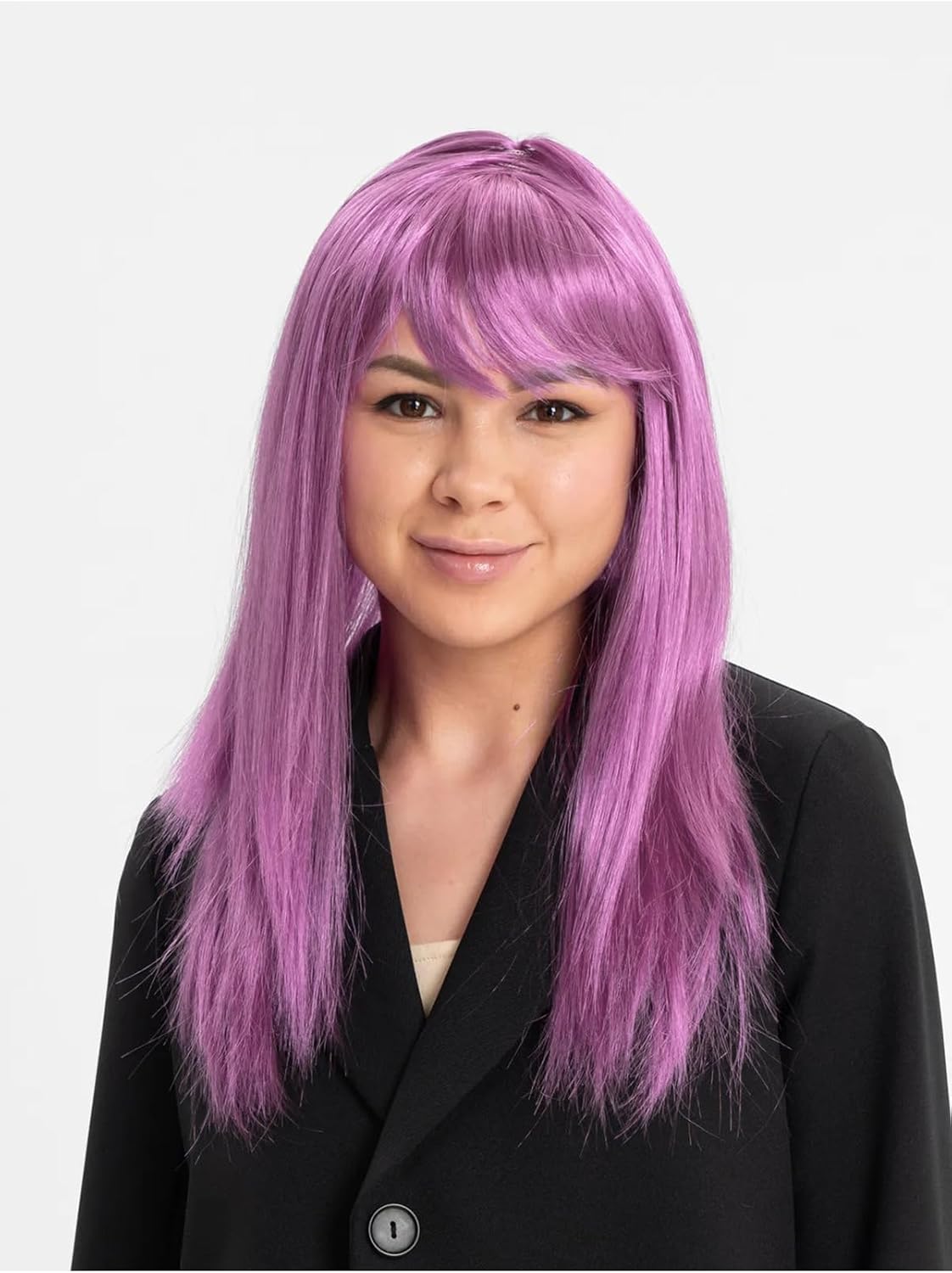 Rose Pembe Renk Düz Kesim Uzun Parti Peruğu, Tek Ebat, SMR-D039avnmustran, Rose Pembe