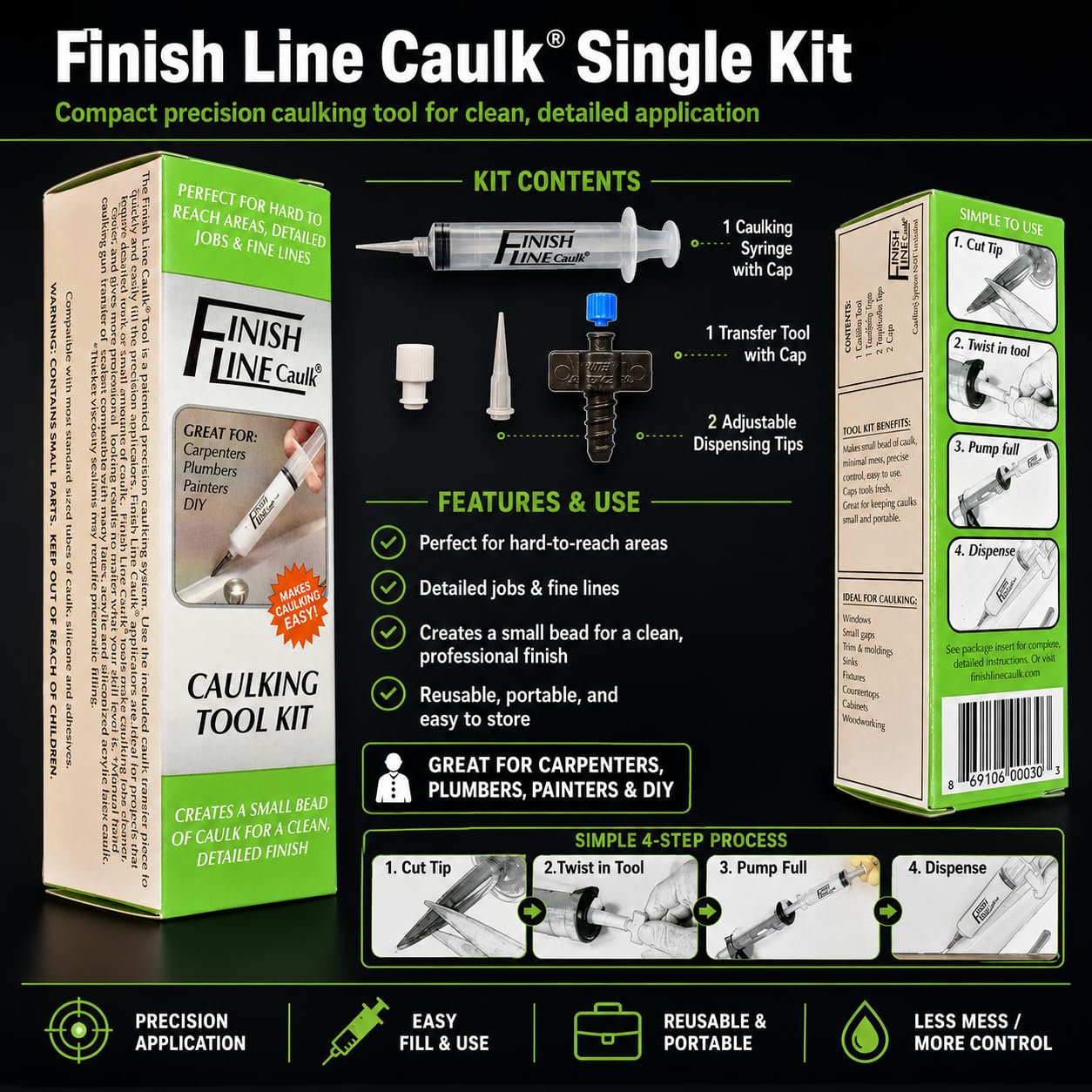 Finish Line - Juego de herramientas de calafateo de precisión