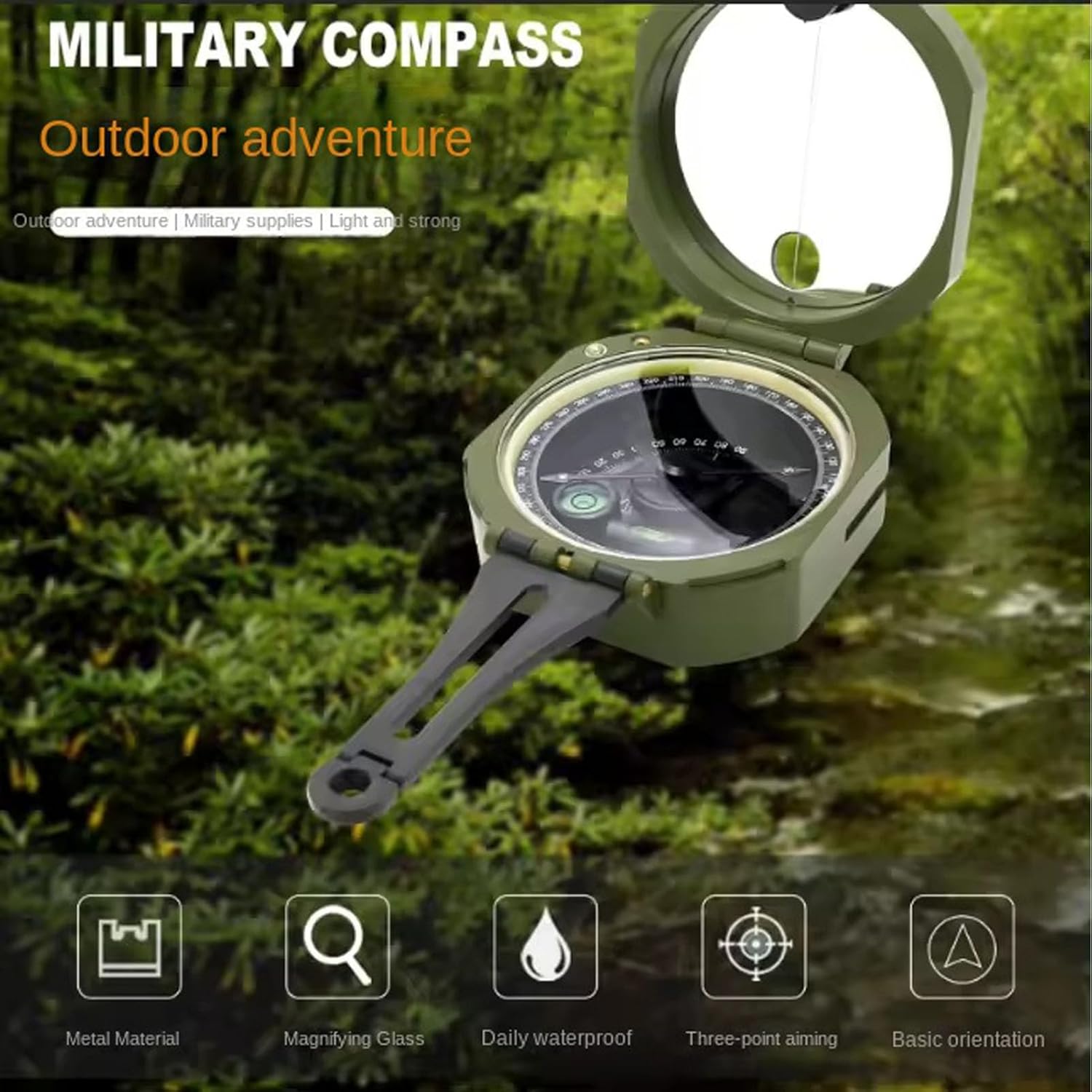 Multifunctional Military Sighting Navigation Compass with Inclinometer,High Accuracy Pointer Navigation Compass, Pouch for Camping, Hiking,Outdoor Adventure