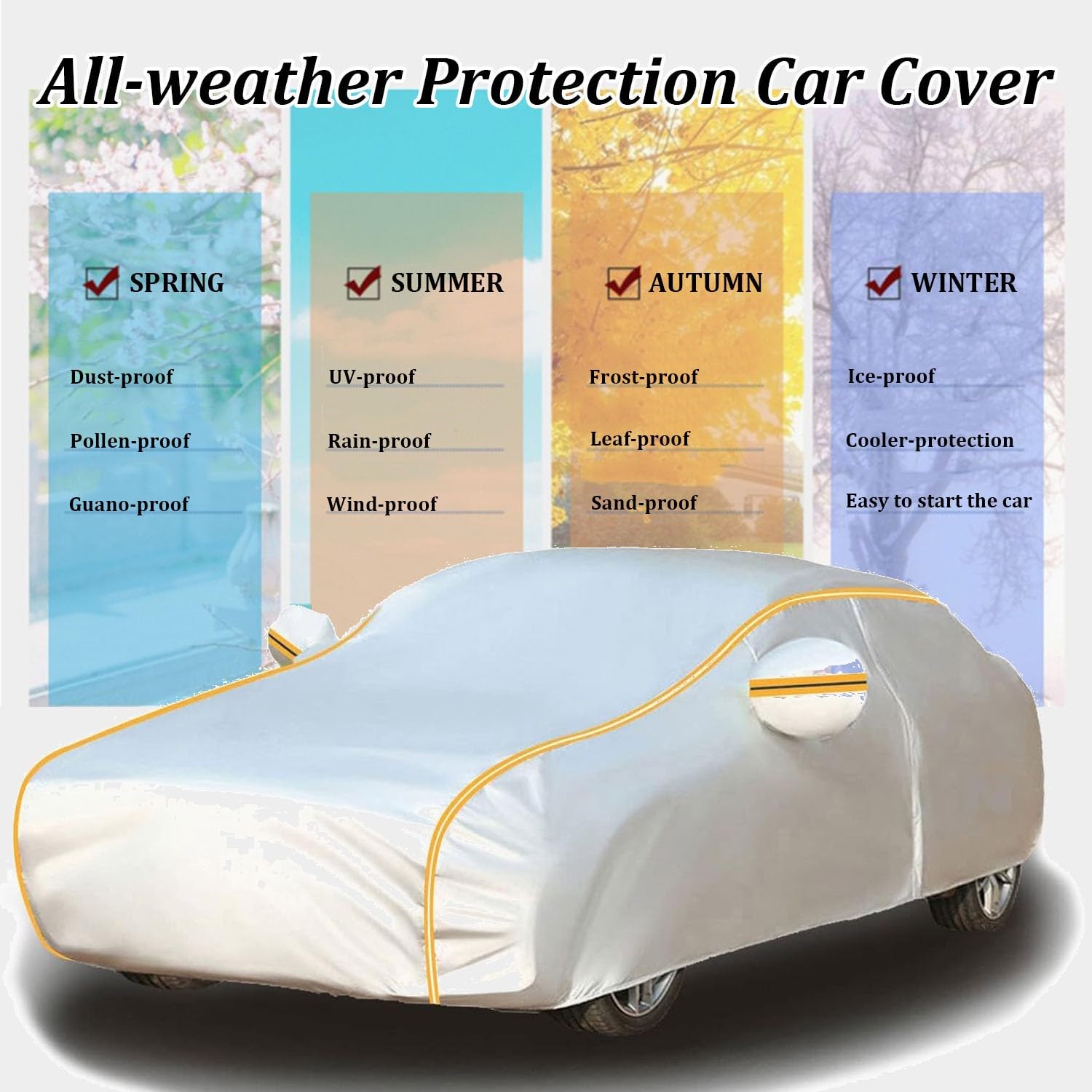 Funda Coche Exterior Hecho para Fiat 124 Spider 2016-2024 2025, Impermeable Lona Coche Transpirable Fundas Completa para Todo el Año Resistente Al Polvo Lluvia Nieve Rasguño