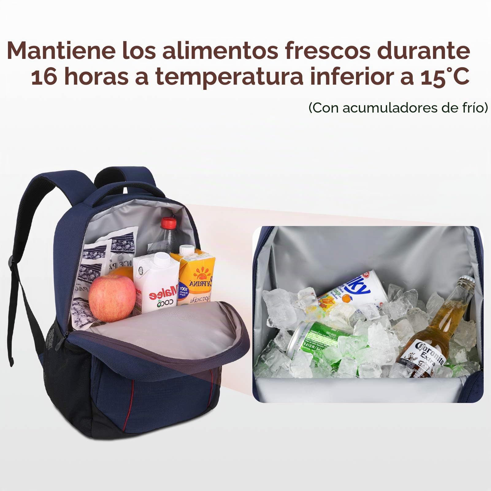 TOURIT Mochila Nevera Mochila Térmica Mochila Isotermica de Almuerzo Nevera Portatil para Alimentos Frutas Grande con Correa Ajustable Bolso para Picnics, Fiestas, Camping, Playa