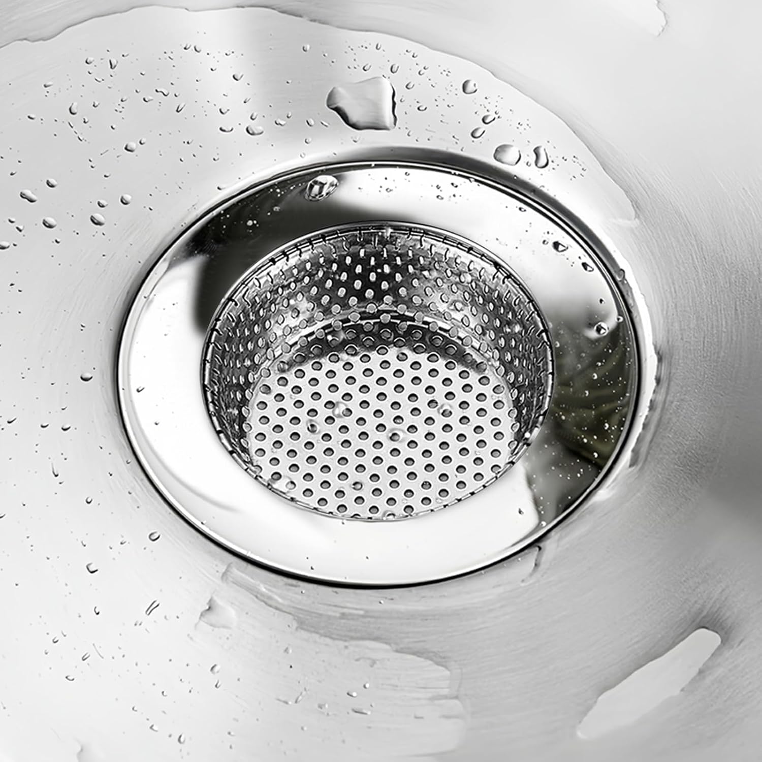 1 PCS Stainless Steel Kitchen Sink Strainer, 4.5" Wide Rim Drain Filter, Durable Sink Mesh for Food Debris, Easy to Install and Clean, Fits Most Kitchen Sinks