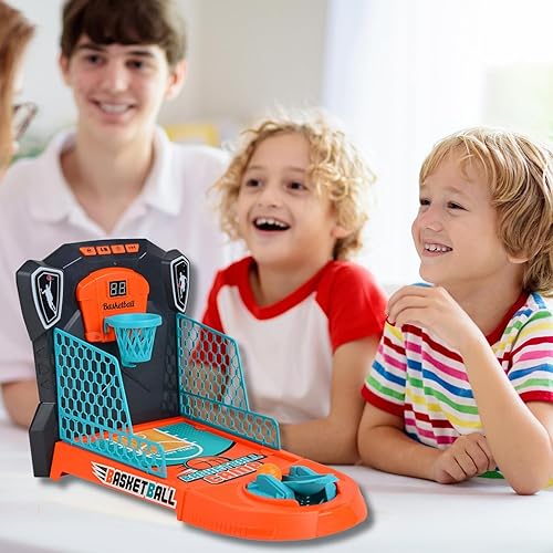 Miniatura 5 de Juego de baloncesto de mesa - Mini arcada de baloncesto para niños, divertidos juegos de escritorio para interiores con puntuación electrónica,