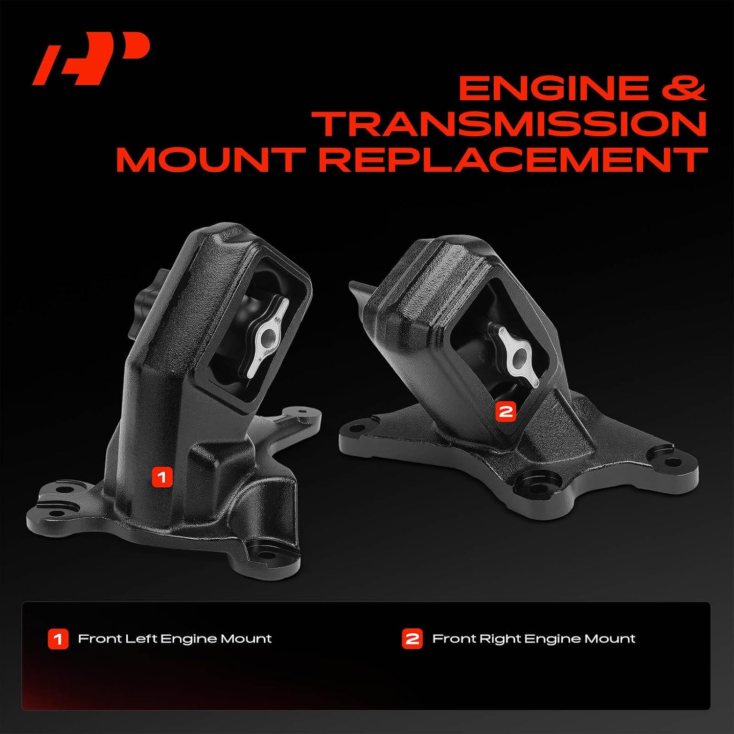 A-Premium Set of 2 Engine Motor Mount Kit Compatible with Jeep JK Series Wrangler 2007 2008 2009 2010 2011, 3.8L