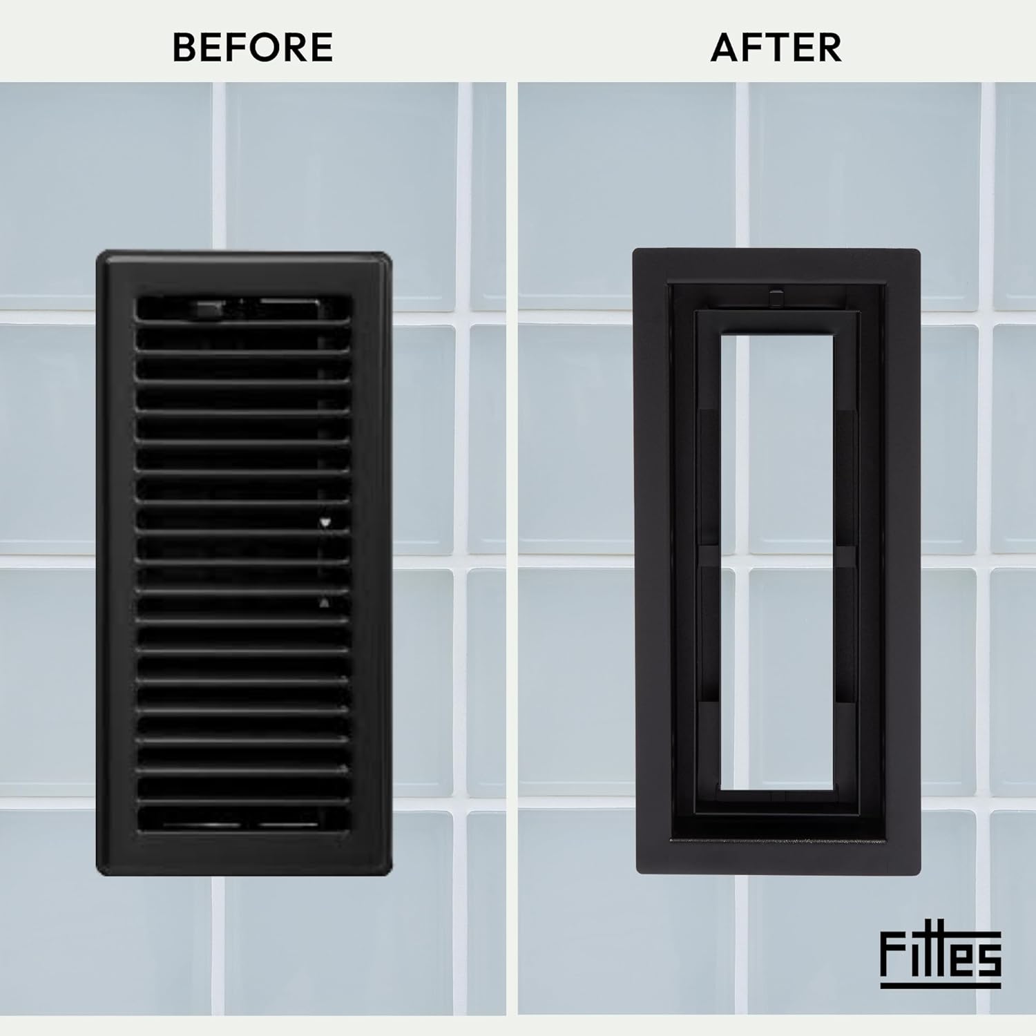 Fittes Framed Floor Vent [Luxe+], Steel HVAC Air Return Register Cover, Customizable Adjustable Increased Airflow Solution for Home Floor, 15-Min DIY Install, Damper Included – 6"x14" – Matte Black