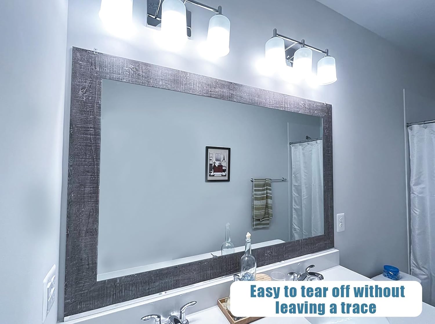 32.8Ft Gray Wood Grain PVC Wallpaper Border, Removable Waterproof Mirror Border Peel and Stick,Bathroom Mirror Frame Border (1.97inch)