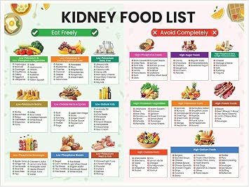 IFJFP Kidney Disease Food List Chart Low Potassium Meal Plan Renal Diet Posters Metal Tin Sign Phosphorus Nutrition Guide for Dialysis Patients Seniors Kitchen Medical Office Grocery 8x12 inch