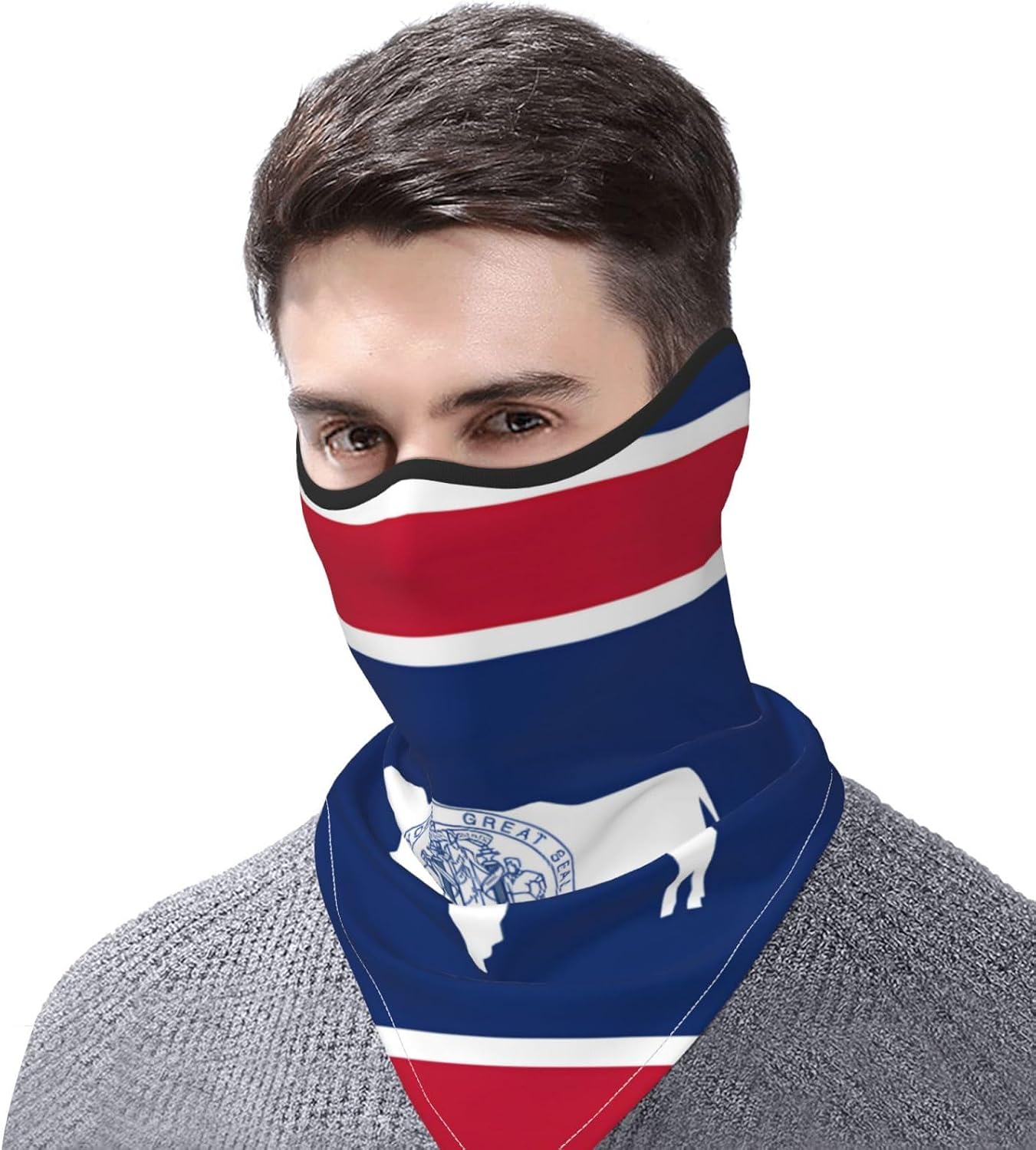 Protection Neck Gaiter Face Cover Wyoming State Flag Balaclava Scarf Mask, Windproof Breathable Sun Shield for Men Women, Skiing Hiking Cycling Outdoor Sports