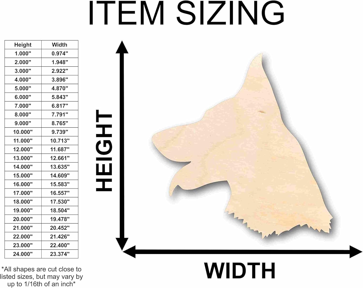 Unfinished Wood German Shepard Dog Silhouette Craft up to 46" DIY 18" / 3/4"