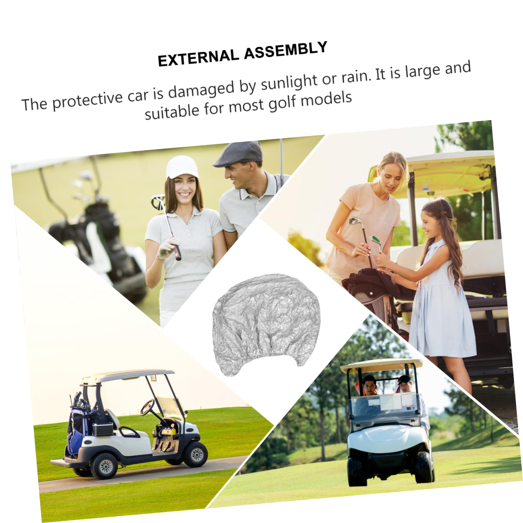 Toyvian Funda y Resistente Intemperie para Carrito de Golf para 4 Personas Ventilación Integrada Plata Adecuado para Exterior