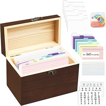 Amazon.com: Solid Wood 4x6 Index Card Organizer with 5 Dividers