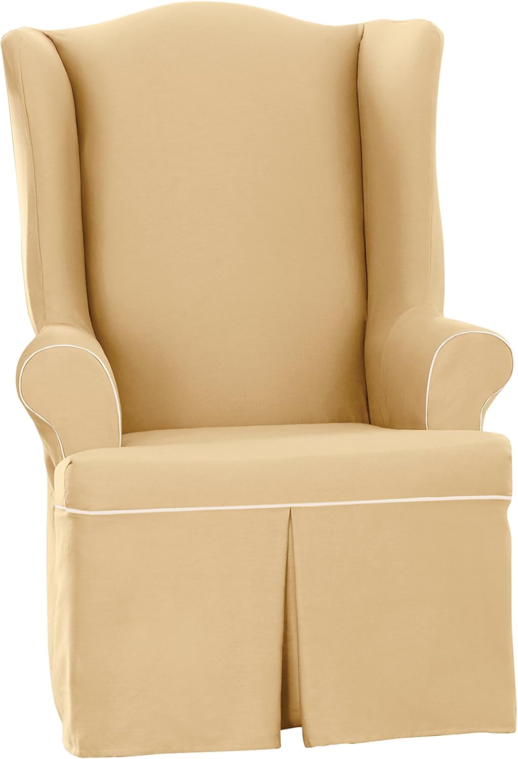 SureFit Cotton Duck Wing Chair Slipcover Maize/Natural