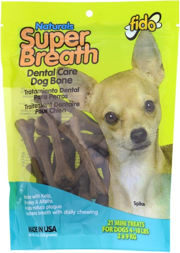 Fido Super Breath Dental Care Bones for Dogs, Made with