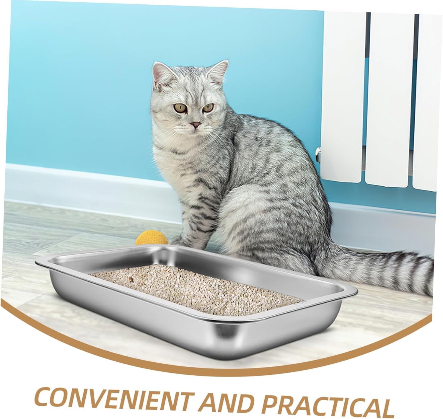 Stainless Steel Cat Litter Box Open Style Litter Container for Cats Spacious Design Durable Easy to for Kittens Small Cats Low Entry
