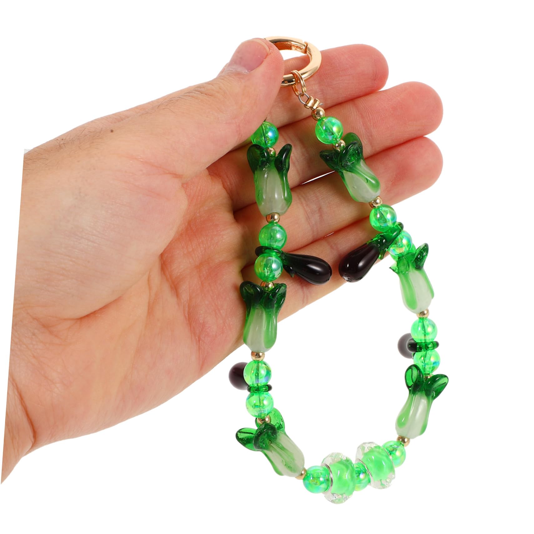 SHINEOFI Ciondolo con perline di melanzane portachiavi a catena ciondolo vegetale simulato oggetto decorativo di natale portachiavi con perline portachiavi per auto