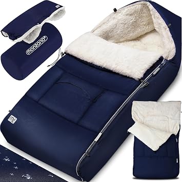MONZANA  Buggy Pram Liner Footmuff for Stroller with Hand Warmer Navy Blue